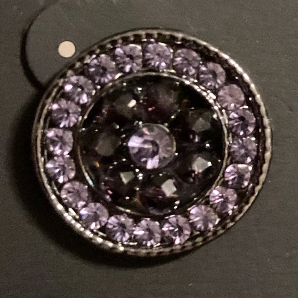 Tanya Creations purple and black circular earring